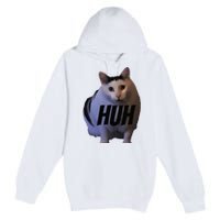 Meme Huh Cat Funny Premium Pullover Hoodie