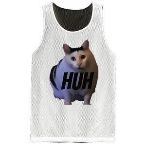 Meme Huh Cat Funny Mesh Reversible Basketball Jersey Tank