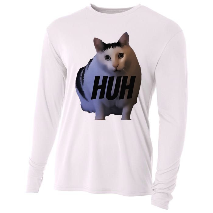 Meme Huh Cat Funny Cooling Performance Long Sleeve Crew