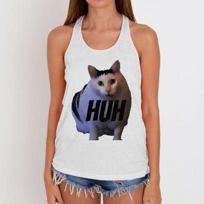 Meme Huh Cat Funny Women's Knotted Racerback Tank