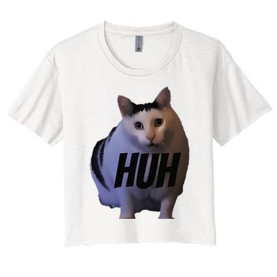 Meme Huh Cat Funny Women's Crop Top Tee