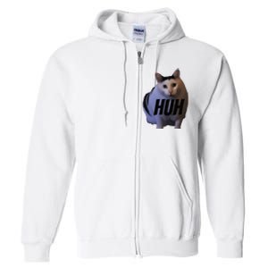 Meme Huh Cat Funny Full Zip Hoodie