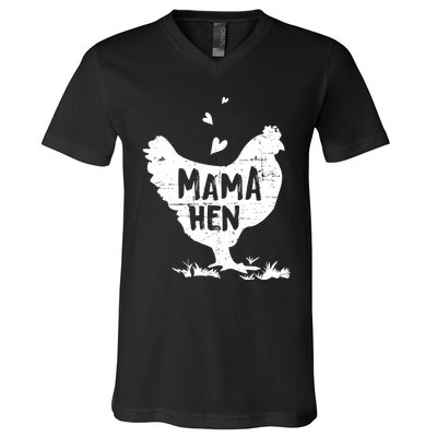 Mama Hen Chicken Funny Farmer Hen Chicken Mama V-Neck T-Shirt