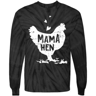 Mama Hen Chicken Funny Farmer Hen Chicken Mama Tie-Dye Long Sleeve Shirt