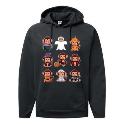 Monkey Halloween Costume Spooky Ghost Monkey Halloween Performance Fleece Hoodie