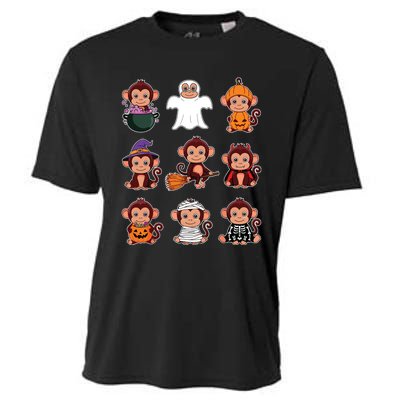 Monkey Halloween Costume Spooky Ghost Monkey Halloween Cooling Performance Crew T-Shirt