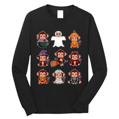 Monkey Halloween Costume Spooky Ghost Monkey Halloween Long Sleeve Shirt