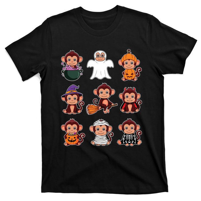 Monkey Halloween Costume Spooky Ghost Monkey Halloween T-Shirt