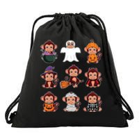 Monkey Halloween Costume Spooky Ghost Monkey Halloween Drawstring Bag