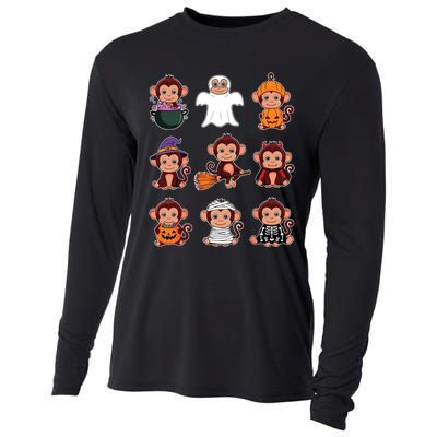 Monkey Halloween Costume Spooky Ghost Monkey Halloween Cooling Performance Long Sleeve Crew