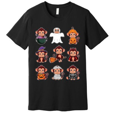 Monkey Halloween Costume Spooky Ghost Monkey Halloween Premium T-Shirt