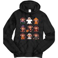 Monkey Halloween Costume Spooky Ghost Monkey Halloween Tie Dye Hoodie