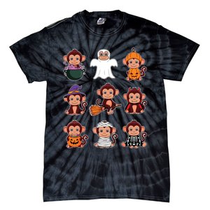 Monkey Halloween Costume Spooky Ghost Monkey Halloween Tie-Dye T-Shirt