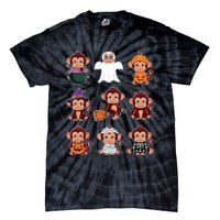 Monkey Halloween Costume Spooky Ghost Monkey Halloween Tie-Dye T-Shirt