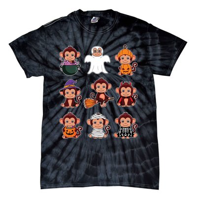 Monkey Halloween Costume Spooky Ghost Monkey Halloween Tie-Dye T-Shirt