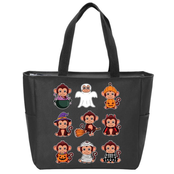 Monkey Halloween Costume Spooky Ghost Monkey Halloween Zip Tote Bag