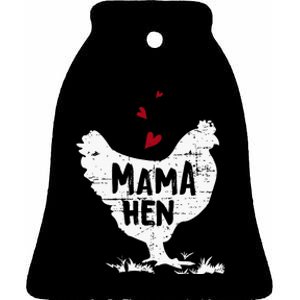 Mama Hen Chicken Ceramic Bell Ornament