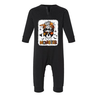 Momster Halloween Costume Skull Mom Messy Hair Bun Monster Infant Fleece One Piece