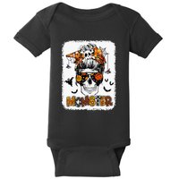 Momster Halloween Costume Skull Mom Messy Hair Bun Monster Baby Bodysuit