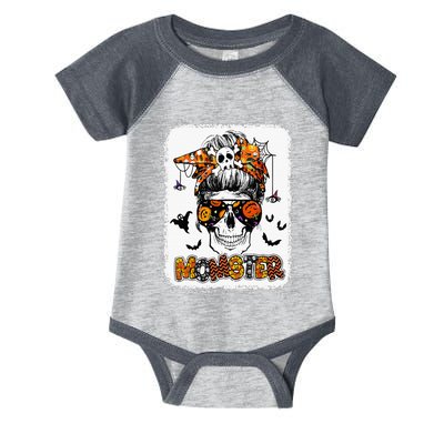 Momster Halloween Costume Skull Mom Messy Hair Bun Monster Infant Baby Jersey Bodysuit