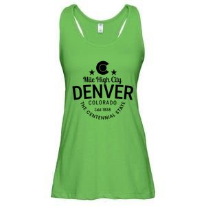 Mile High City Denver Colorado Centennial State Est 1858 Ladies Essential Flowy Tank