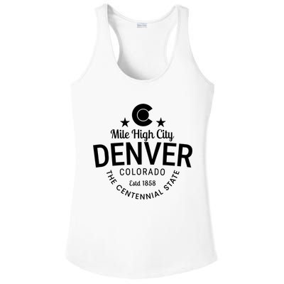 Mile High City Denver Colorado Centennial State Est 1858 Ladies PosiCharge Competitor Racerback Tank