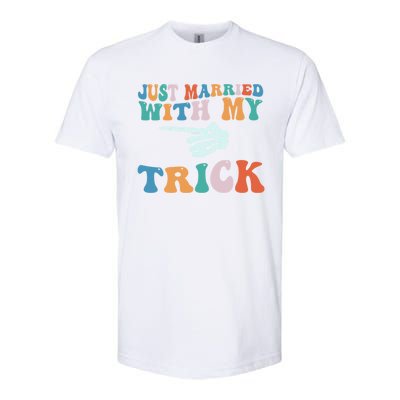 Matching Halloween Couples Just Married She Is My Trick Gift Softstyle CVC T-Shirt