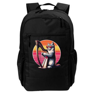 Musician Harpist Cat Wearing Sunglasses Cat Playing Harp Daily Commute Backpack