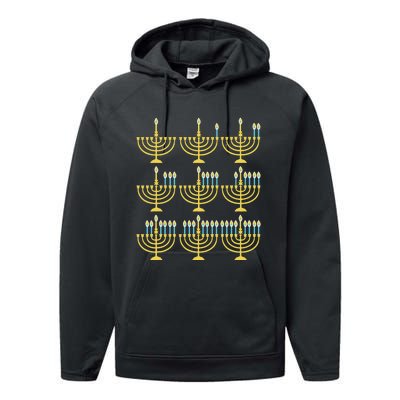 Menorah Hanukkah Challah Days Funny Pajama Family Matching  Performance Fleece Hoodie