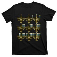 Menorah Hanukkah Challah Days Funny Pajama Family Matching  T-Shirt