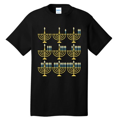 Menorah Hanukkah Challah Days Funny Pajama Family Matching  Tall T-Shirt