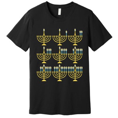 Menorah Hanukkah Challah Days Funny Pajama Family Matching  Premium T-Shirt