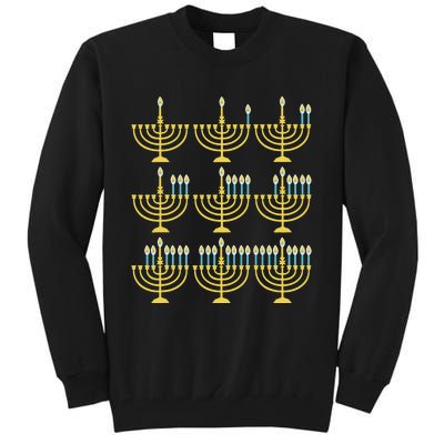 Menorah Hanukkah Challah Days Funny Pajama Family Matching  Tall Sweatshirt