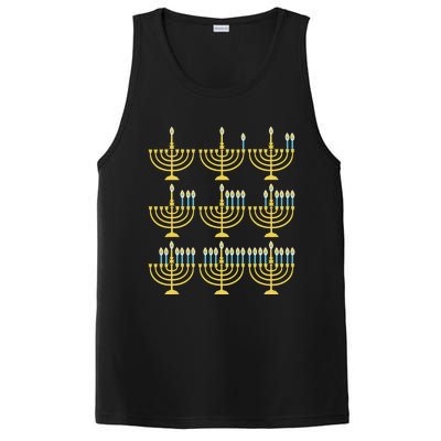 Menorah Hanukkah Challah Days Funny Pajama Family Matching  PosiCharge Competitor Tank