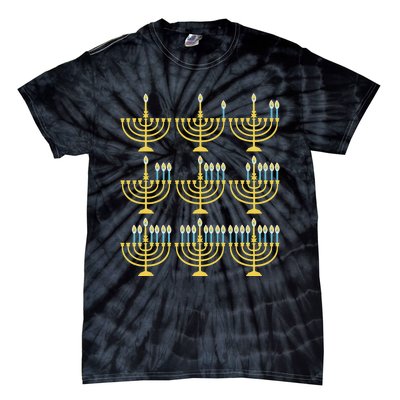 Menorah Hanukkah Challah Days Funny Pajama Family Matching  Tie-Dye T-Shirt