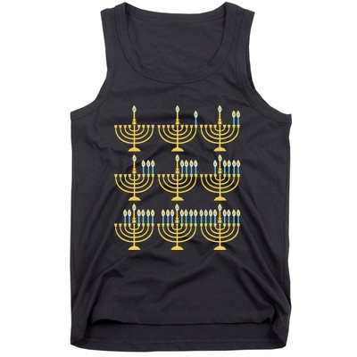 Menorah Hanukkah Challah Days Funny Pajama Family Matching  Tank Top