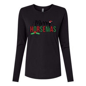 Merry Horsemas Christmas Horse Owner Horse Lover Xmas Great Gift Womens Cotton Relaxed Long Sleeve T-Shirt