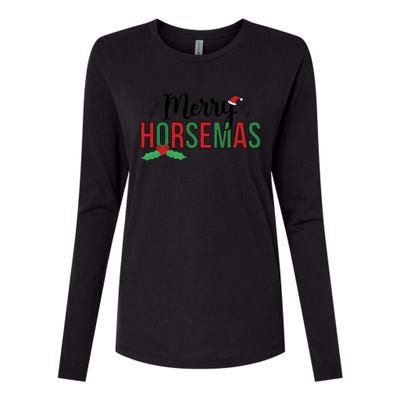 Merry Horsemas Christmas Horse Owner Horse Lover Xmas Great Gift Womens Cotton Relaxed Long Sleeve T-Shirt