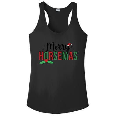 Merry Horsemas Christmas Horse Owner Horse Lover Xmas Great Gift Ladies PosiCharge Competitor Racerback Tank