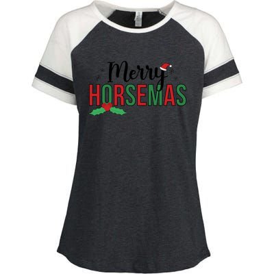 Merry Horsemas Christmas Horse Owner Horse Lover Xmas Great Gift Enza Ladies Jersey Colorblock Tee