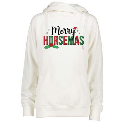 Merry Horsemas Christmas Horse Owner Horse Lover Xmas Great Gift Womens Funnel Neck Pullover Hood