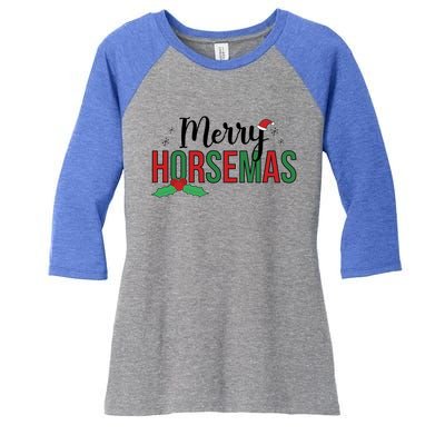 Merry Horsemas Christmas Horse Owner Horse Lover Xmas Great Gift Women's Tri-Blend 3/4-Sleeve Raglan Shirt