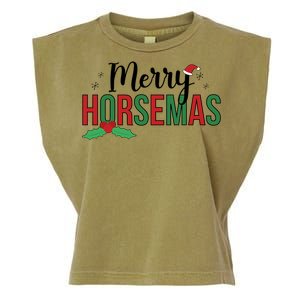 Merry Horsemas Christmas Horse Owner Horse Lover Xmas Great Gift Garment-Dyed Women's Muscle Tee