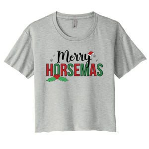 Merry Horsemas Christmas Horse Owner Horse Lover Xmas Great Gift Women's Crop Top Tee