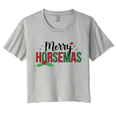 Merry Horsemas Christmas Horse Owner Horse Lover Xmas Great Gift Women's Crop Top Tee