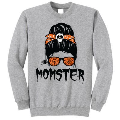 Momster Halloween Costume Skull Mom Messy Hair Bun Monster Tall Sweatshirt