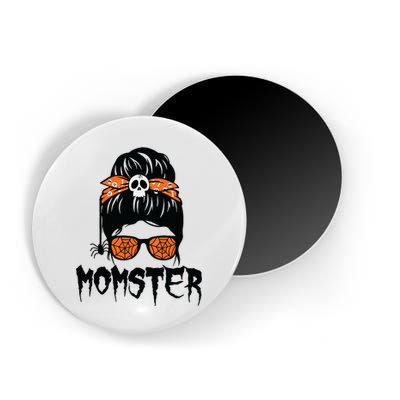 Momster Halloween Costume Skull Mom Messy Hair Bun Monster Magnet