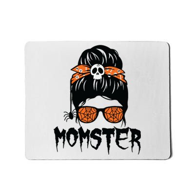 Momster Halloween Costume Skull Mom Messy Hair Bun Monster Mousepad