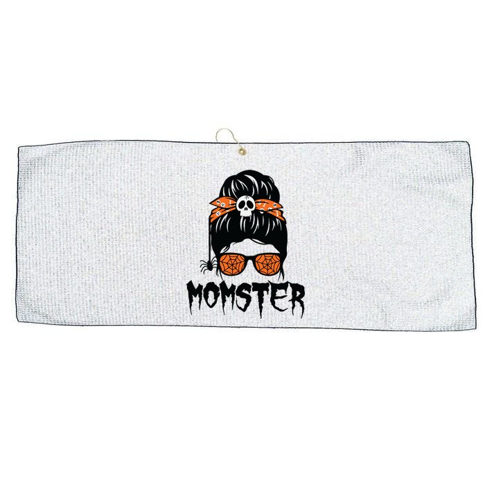 Momster Halloween Costume Skull Mom Messy Hair Bun Monster Large Microfiber Waffle Golf Towel