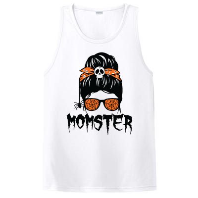 Momster Halloween Costume Skull Mom Messy Hair Bun Monster PosiCharge Competitor Tank